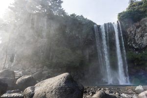 Jeongbang Falls located in Jeju Island