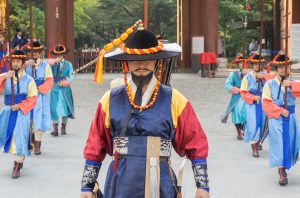 Changing of the Royal Guard Ceremony at The Deoksugung Palace in Seoul, South Korea