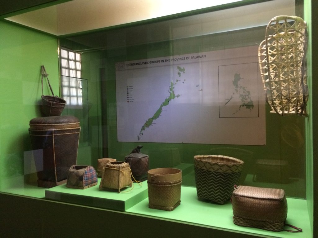 An exhibit of native baskets used by the locals in the Palawan Museum
