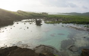 Clear pools of water at Bel-at Rock Formation, Biri Island